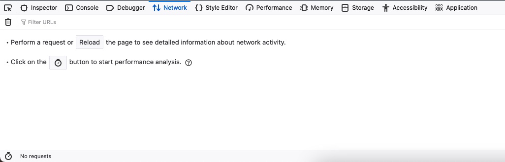 Firefox Network 面板中没有发出请求