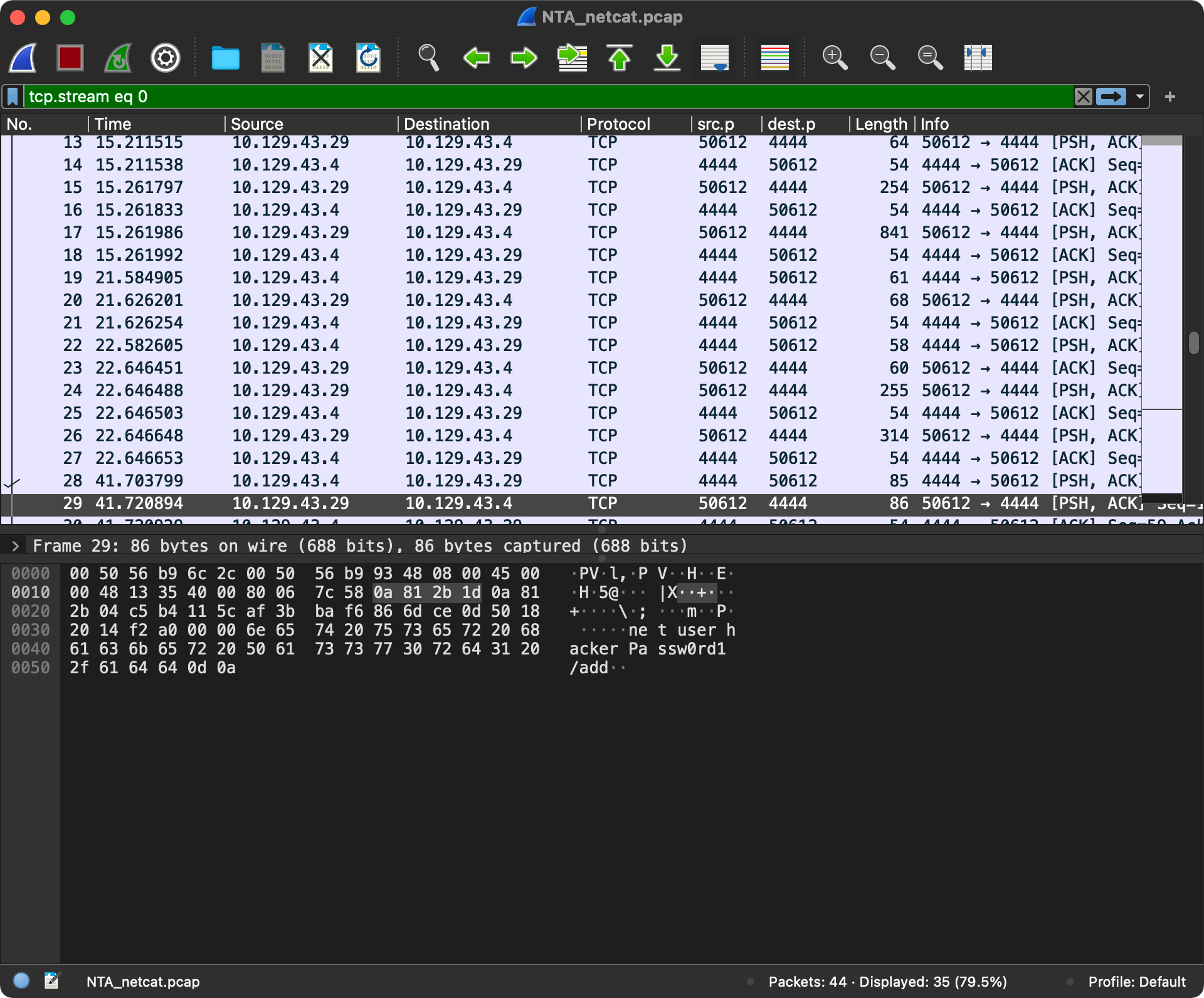 Wireshark 捕获 TCP 流量