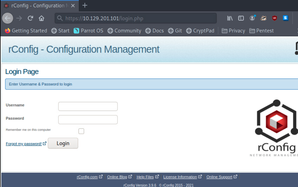 rConfig 登录页面