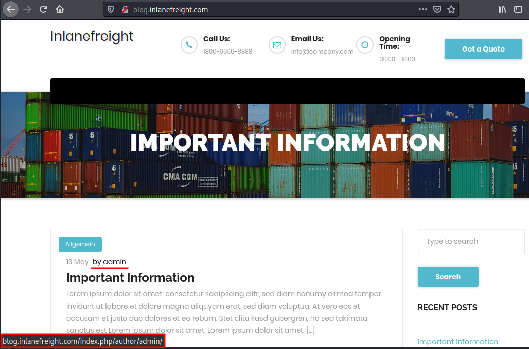 WordPress 文章作者信息示例：作者显示名可作为用户名枚举线索