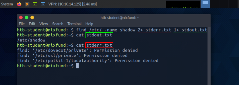 分别保存并读取 stdout.txt 和 stderr.txt，可以验证正常结果与错误未混写