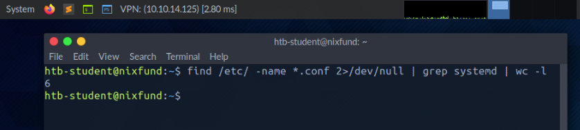 管道的最终验证：find → grep → wc，示例结果为 6 行